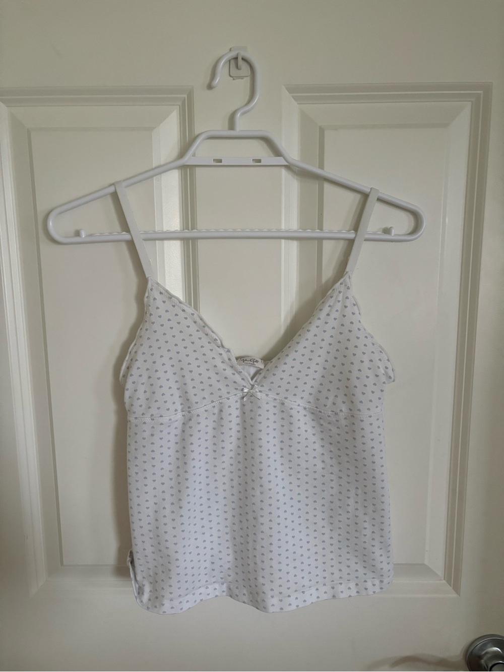 Brandy Melville White Cami Tank with Blue Heart Print